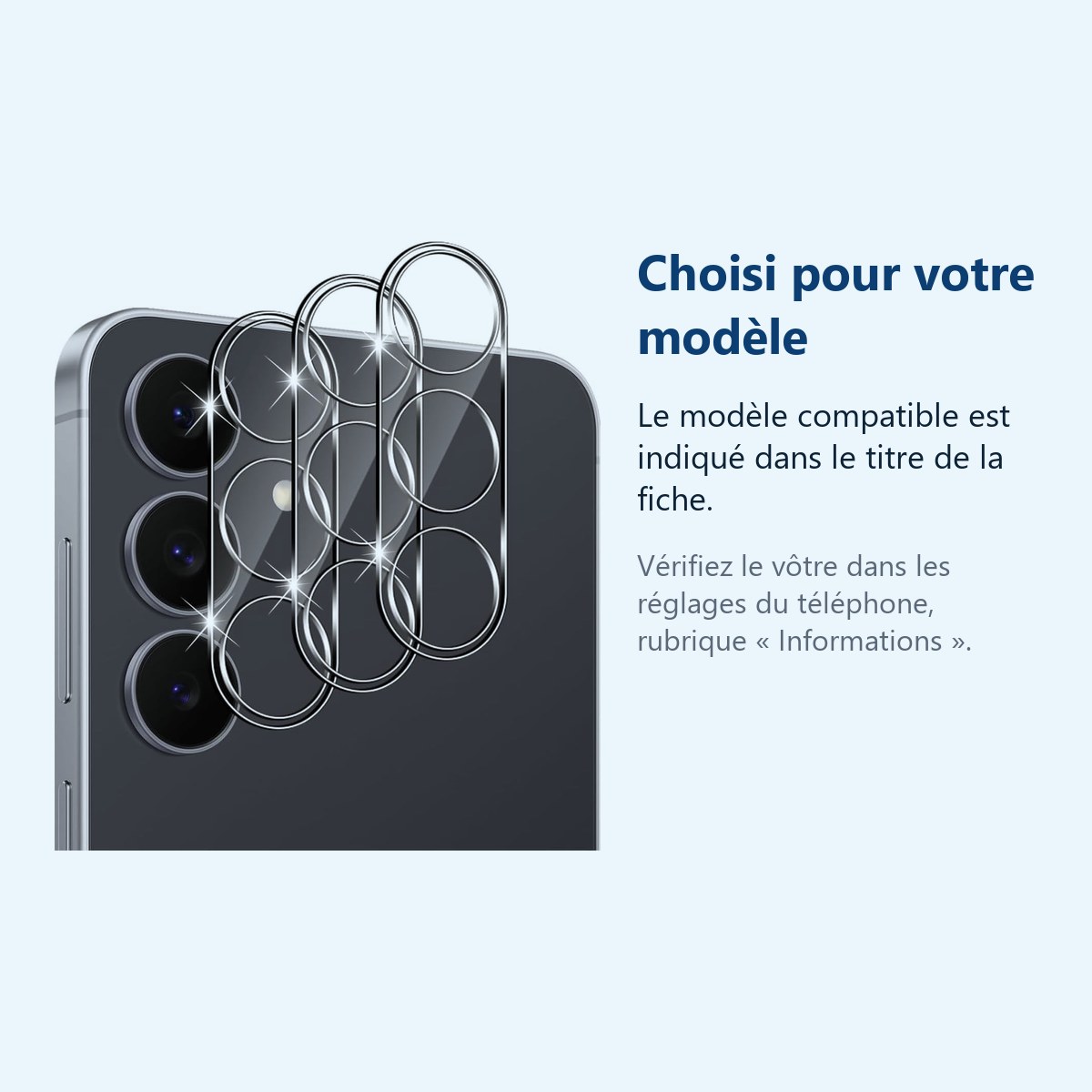 Accessoire ajusté au modèle exact – Verres Protection Camera Arriere Transparent X3 Pour Samsung Galaxy S26