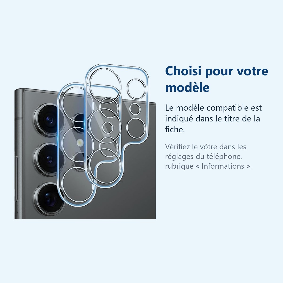 Accessoire ajusté au modèle exact – Verres Protection Camera Arriere Transparent X2 Pour Samsung Galaxy S24 Ultra