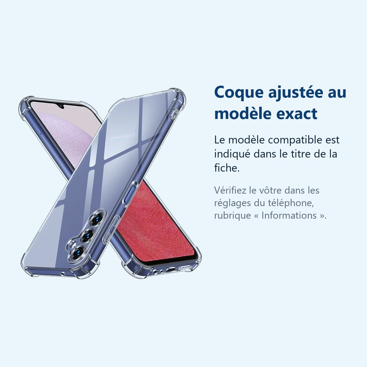 Accessoire ajusté au modèle exact – Coque antichoc pour Samsung Galaxy A14 4G/5G (6,6 pouces)
