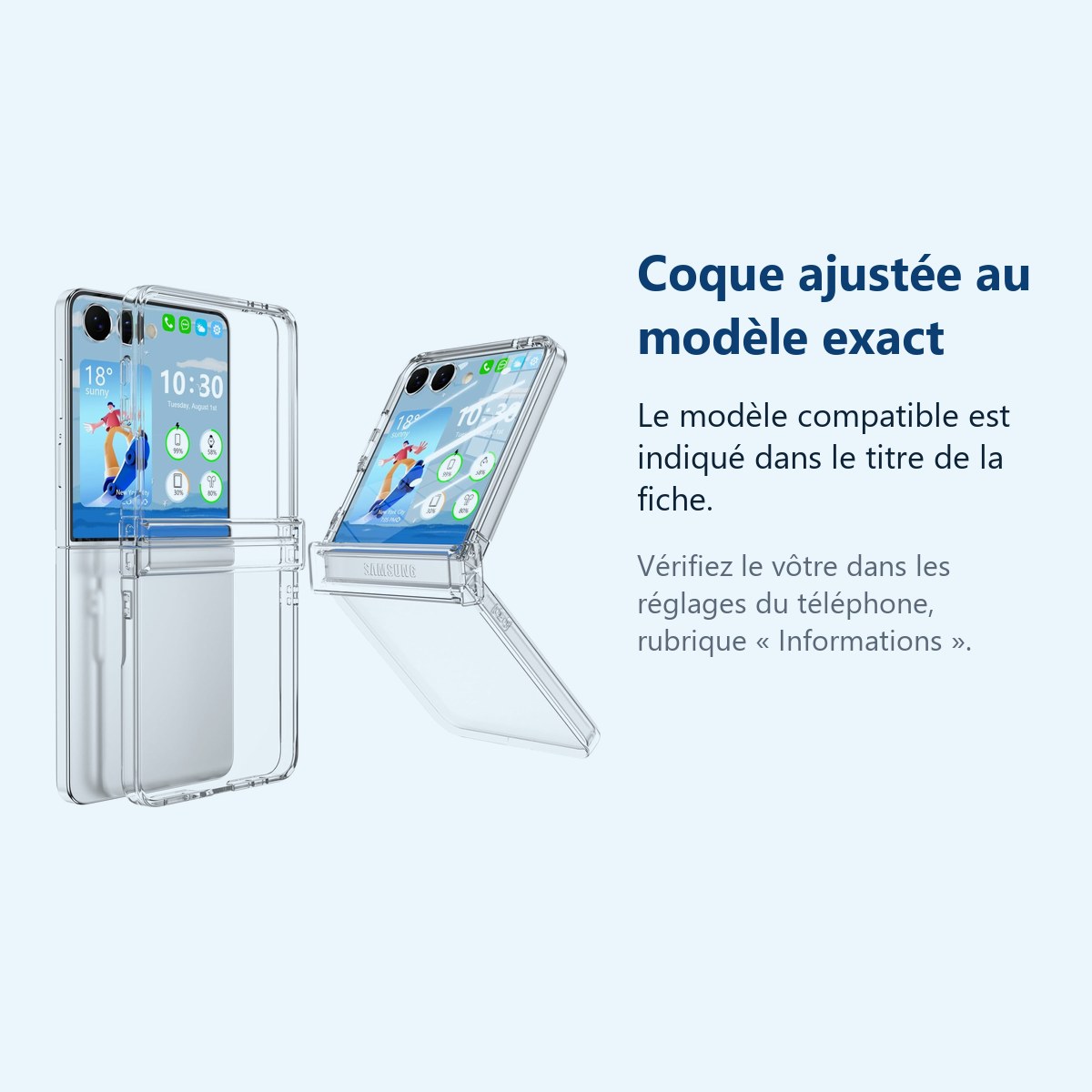 Accessoire ajusté au modèle exact – Coque Silicone Transparente Pour Samsung Z Flip 7 5G