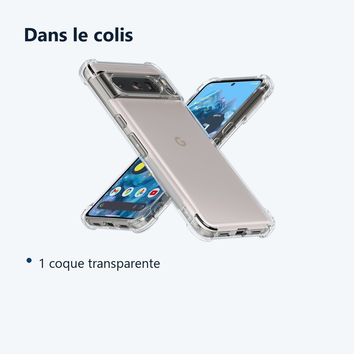 Contenu du colis – Coque Silicone Transparente Angles Renforces Pour Google Pixel 8 Pro
