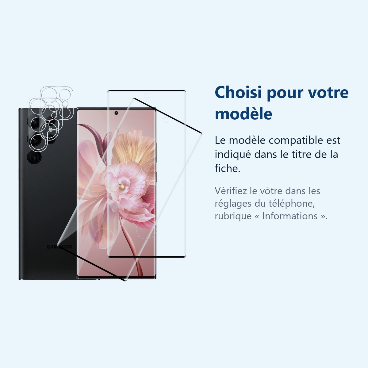 Accessoire ajusté au modèle exact – Verres Trempes et Protections Camera Arriere Transparent X2 Pour Samsung Galaxy S22 Ultra