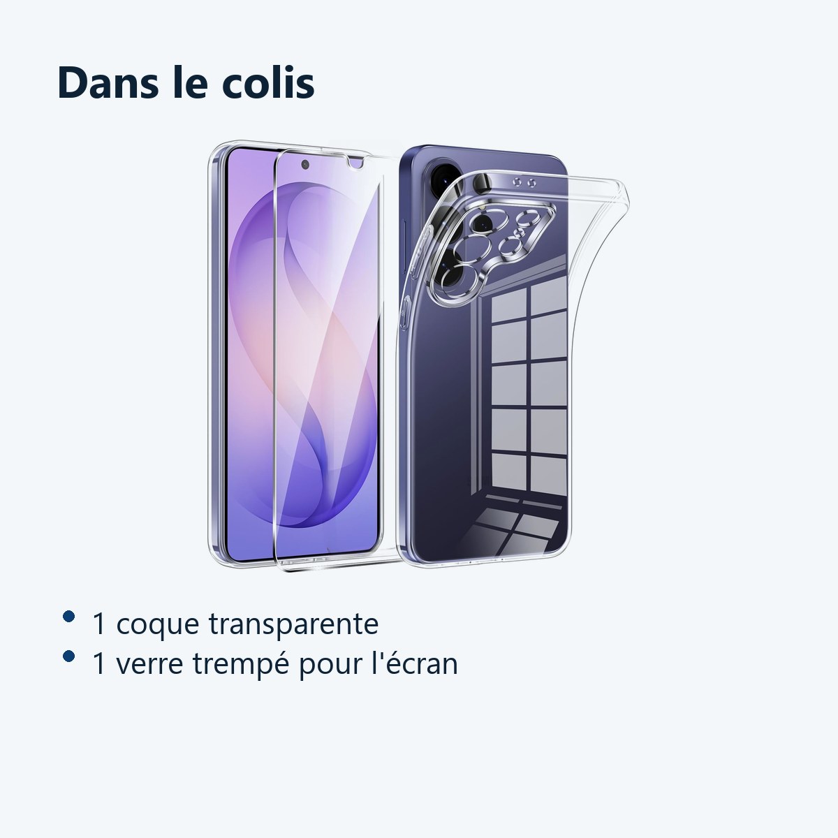 Contenu du colis – Coque Silicone Transparente + Verre Trempe Pour Samsung Galaxy S26 Ultra