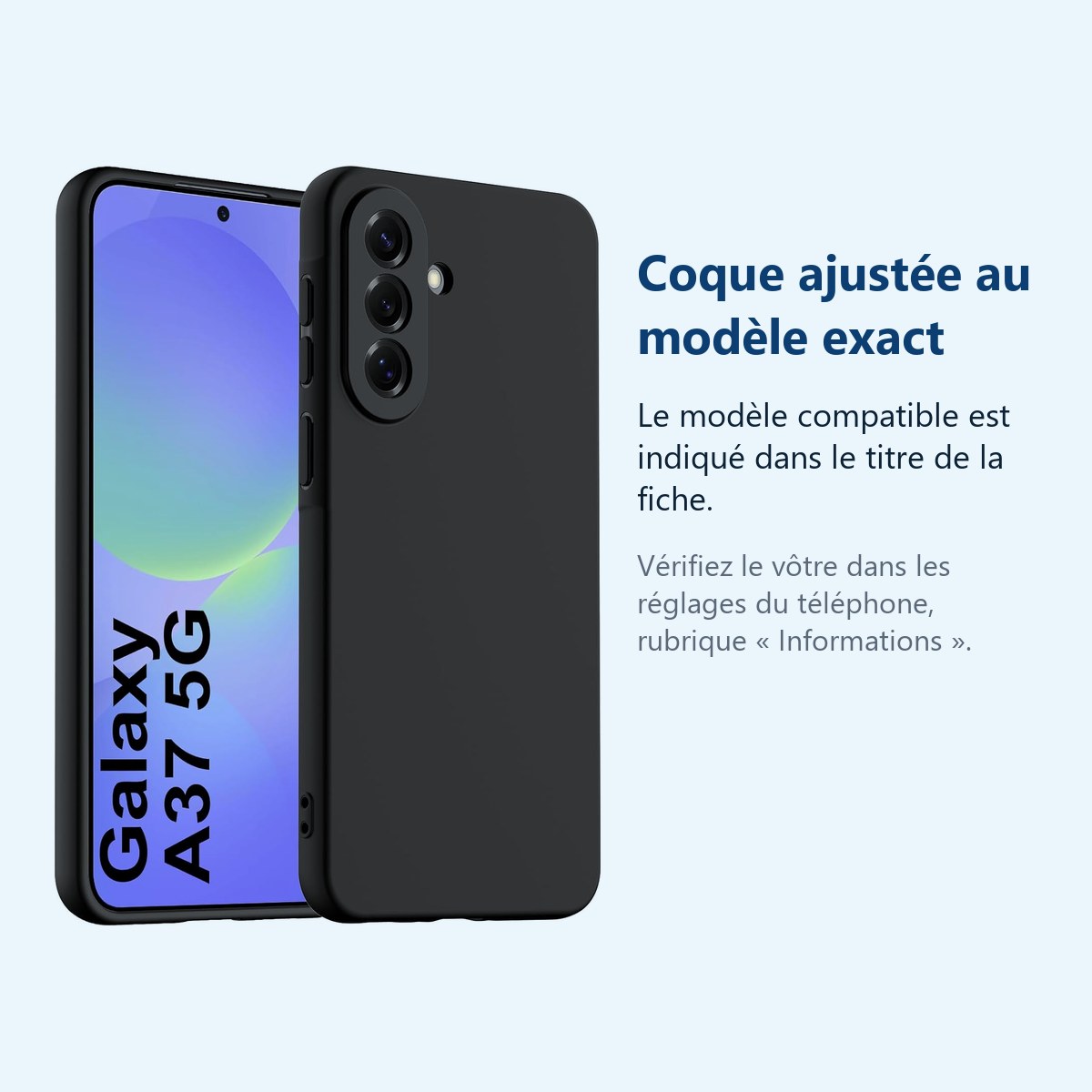 Accessoire ajusté au modèle exact – Coque Pour Samsung A37 5G Silicone Noir