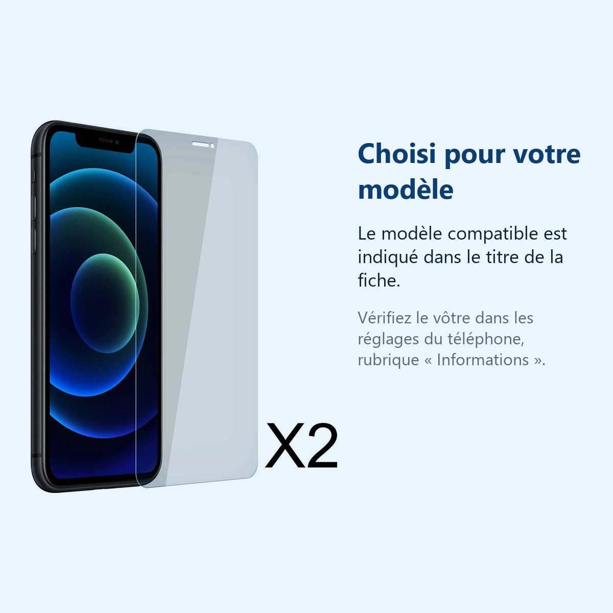 Accessoire ajusté au modèle exact – Pack X2 Vitres Protection Ecran Pour Apple iPhone 12