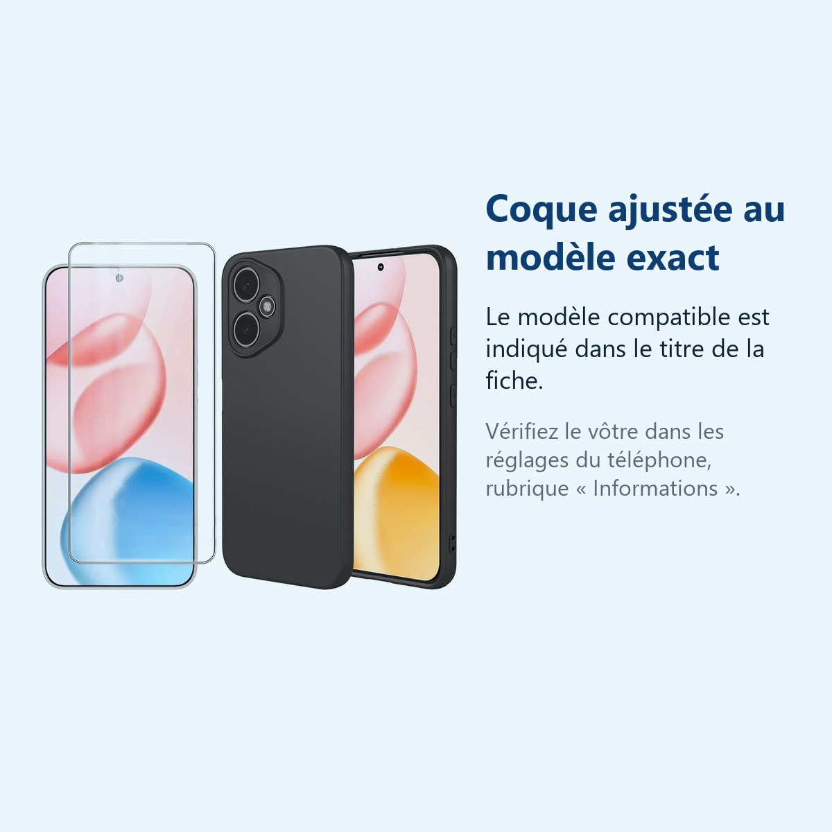 Accessoire ajusté au modèle exact – Coque Silicone Noir + Verre Trempe Pour Honor 400 5G