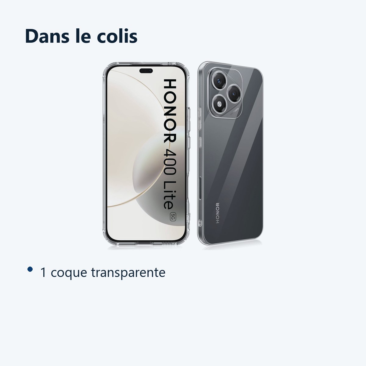 Contenu du colis – Coque Silicone Transparente Pour Honor 400 Lite