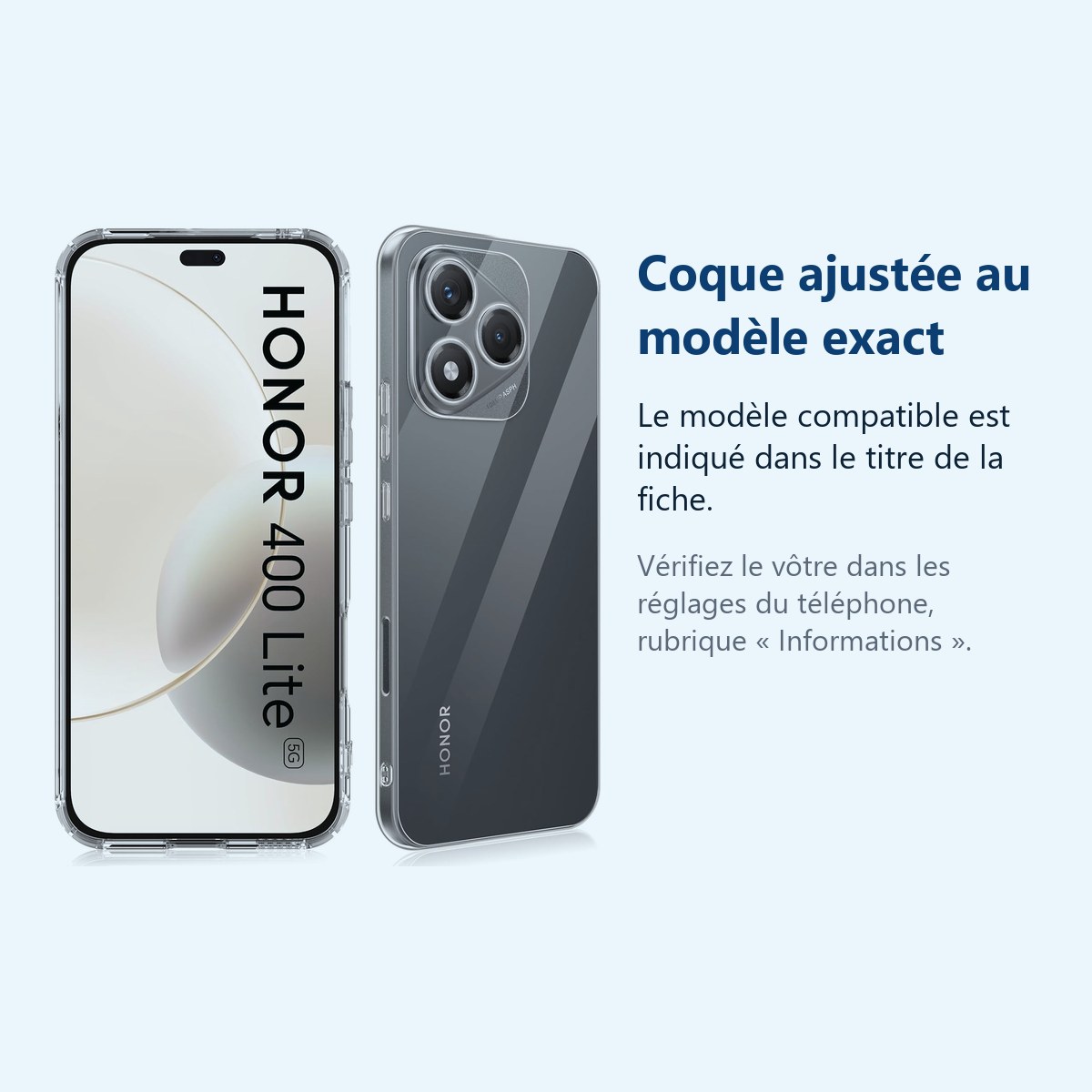 Accessoire ajusté au modèle exact – Coque Silicone Transparente Pour Honor 400 Lite