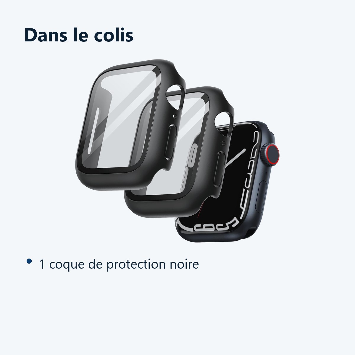 Contenu du colis – Coque de protection rigide Pack x2 pour Apple Watch 45mm Couleur Noir