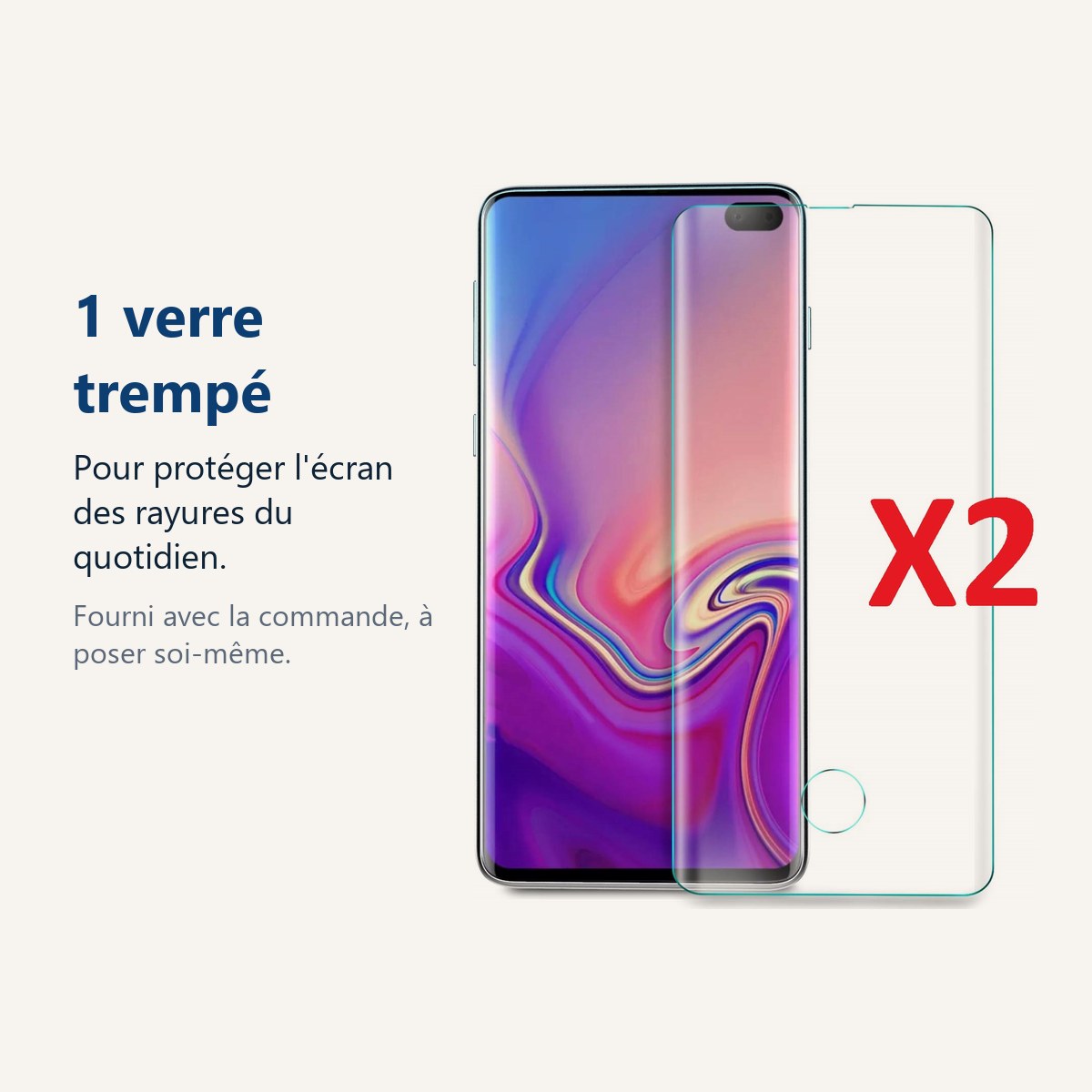 Verre trempé pour protéger lécran – X2 Verre trempé Incurvé Samsung Galaxy S10 Plus Couverture Complète Protection Ecran Pro
