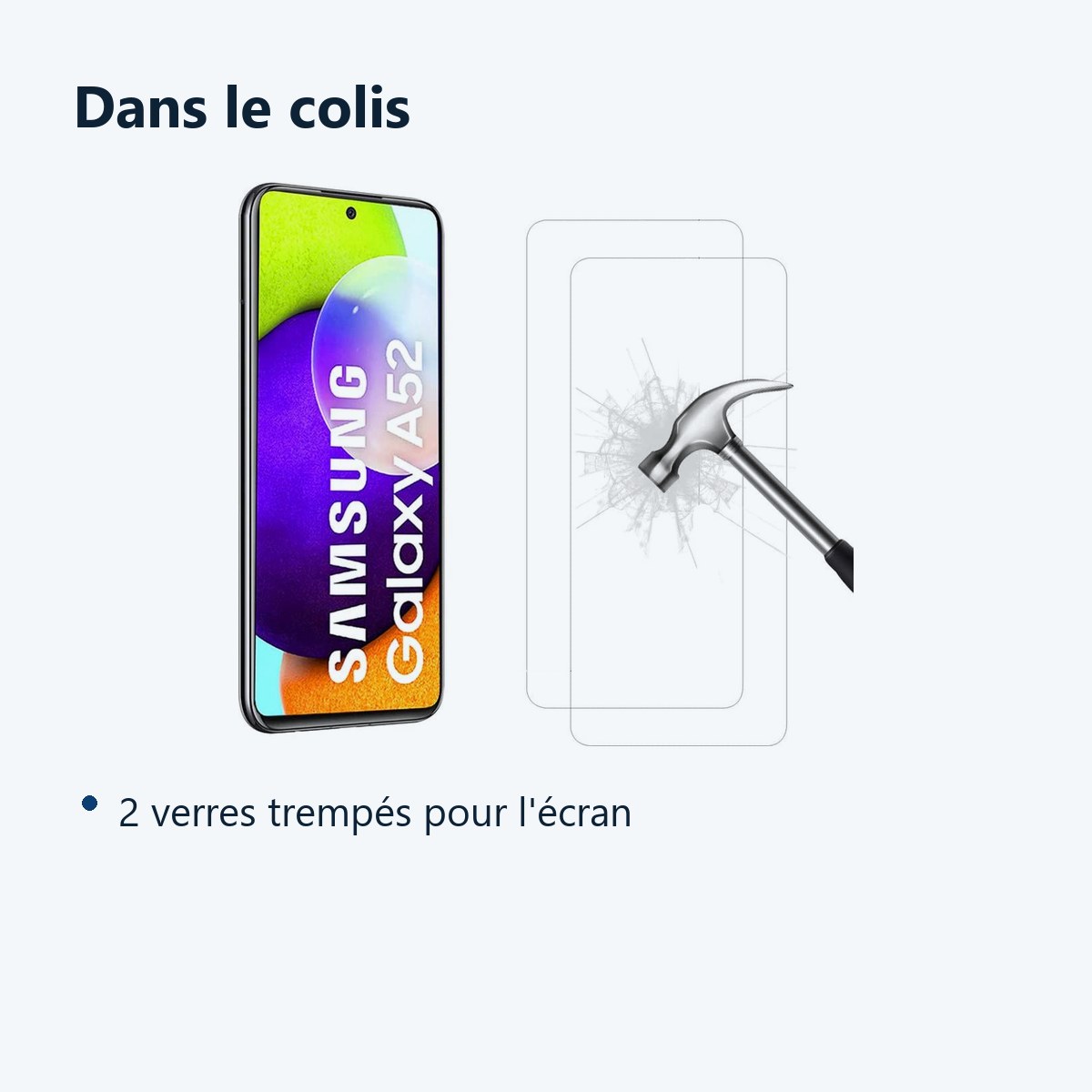 Contenu du colis – Verres Trempe X2 Pour Samsung A52 4G/5G