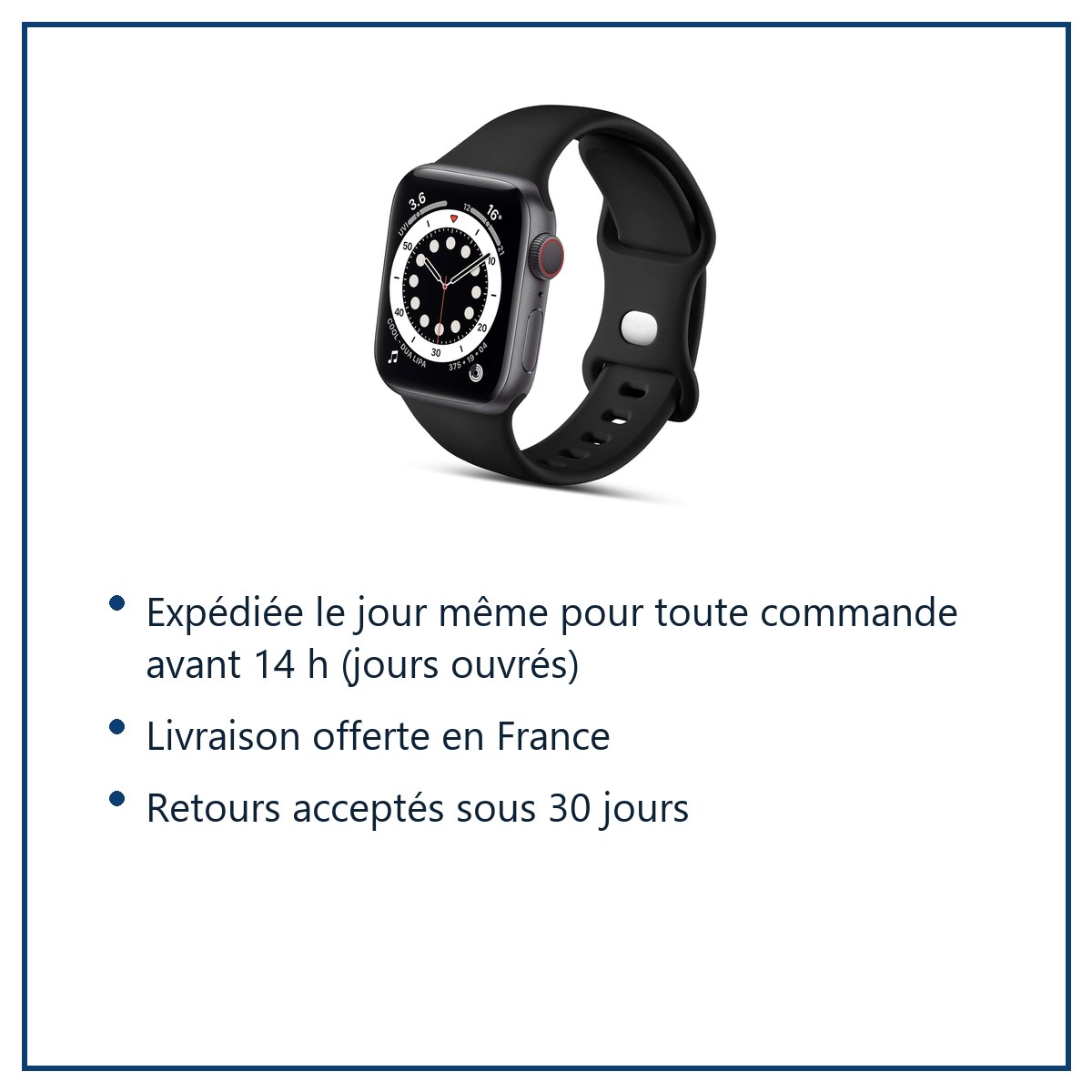 Expédition le jour même, livraison offerte, retours sous 30 jours – Bracelet compatible apple watch 38mm 40mm 41mm Serie 9 8