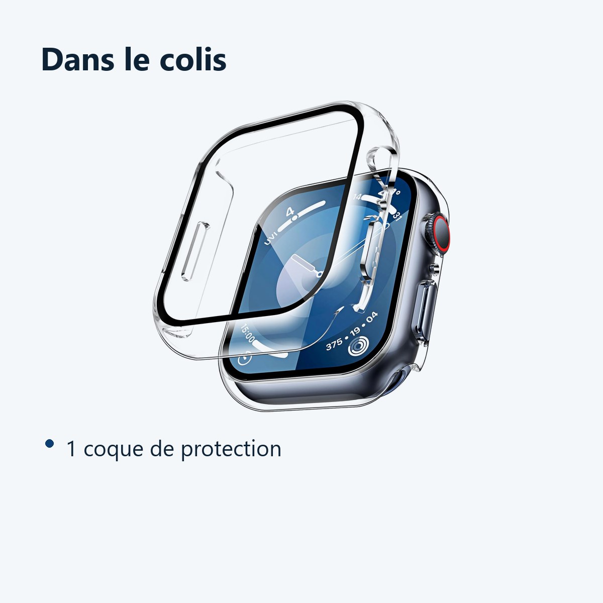 Contenu du colis – Coque de protection rigide pour Apple Watch 45mm Couleur Transparent