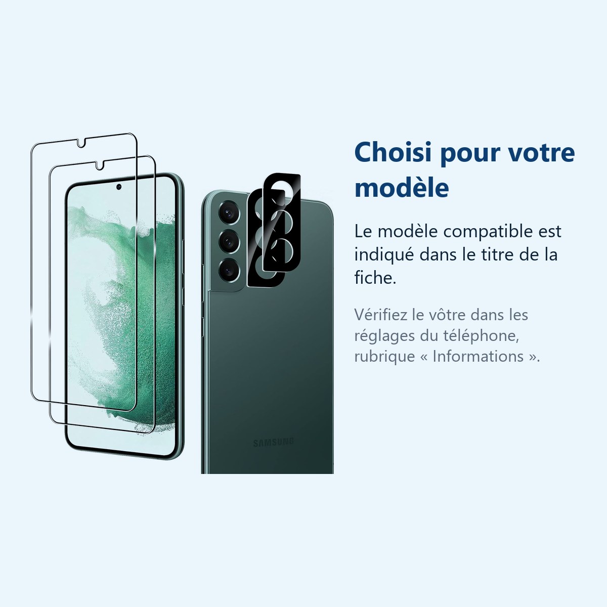 Accessoire ajusté au modèle exact – Verres Trempes et Protections Camera Arriere X2 Pour Samsung Galaxy S22 Plus