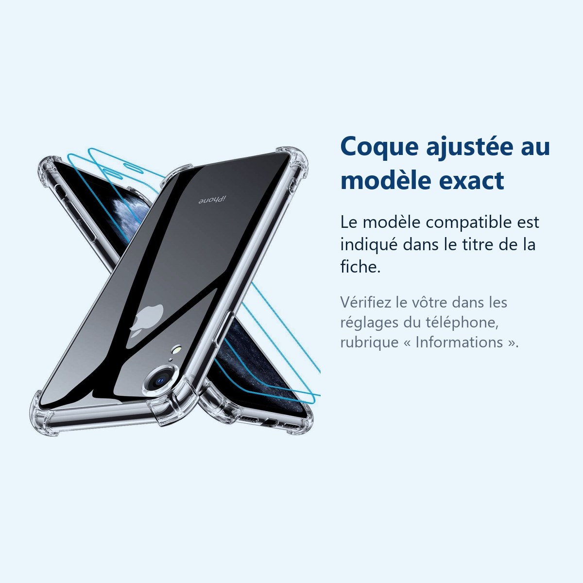Accessoire ajusté au modèle exact – Coque Silicone Angles Renforces + 2 Vitres Protection Ecran Pour Apple iPhone X / Xs