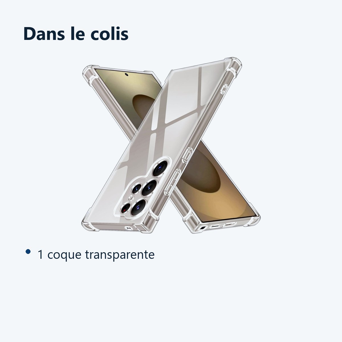 Contenu du colis – Coque Pour Samsung Galaxy S25 Ultra Silicone Transparente Angles Renforces