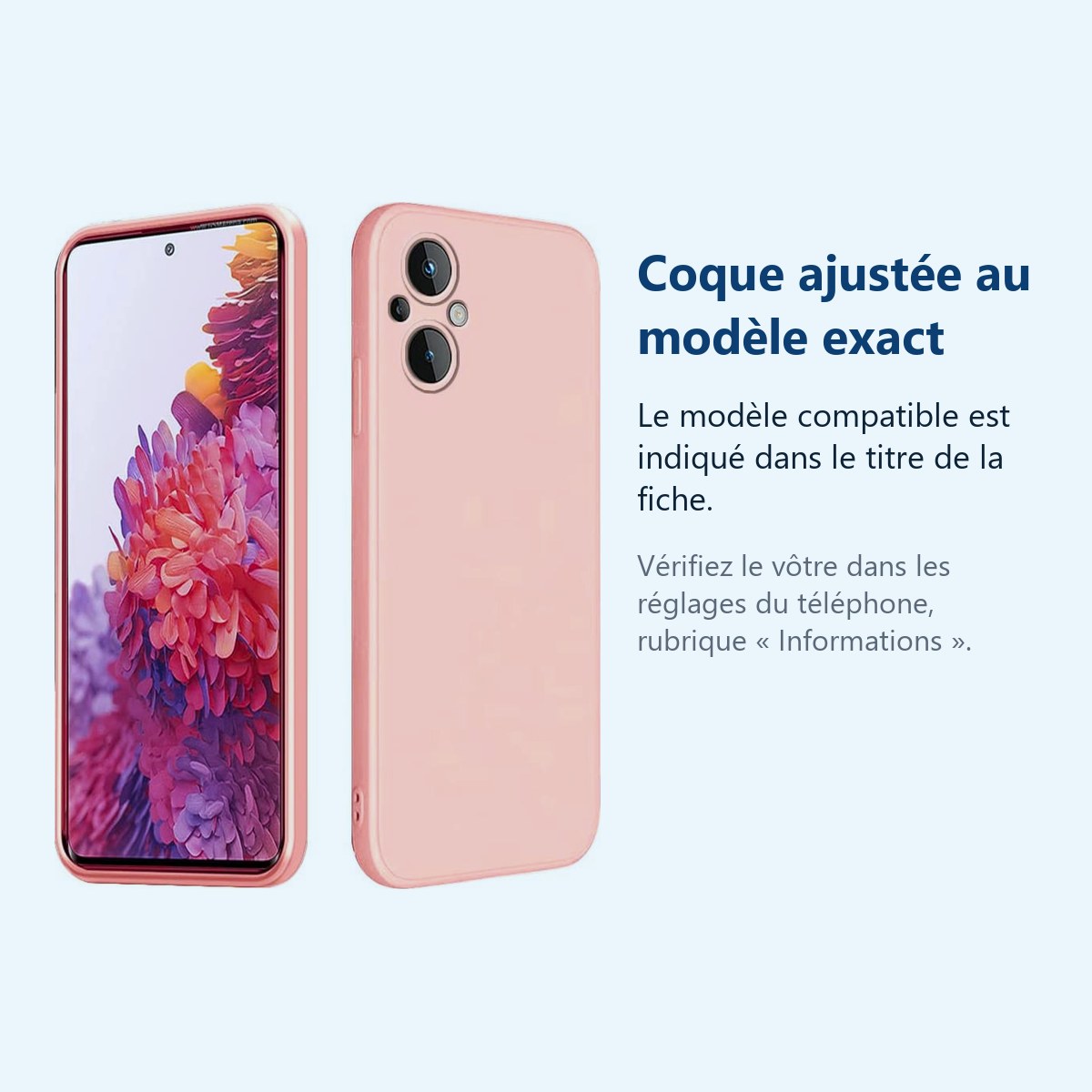 Accessoire ajusté au modèle exact – Coque Silicone Couleur Rose Pour Oppo Reno 8 Lite 5G