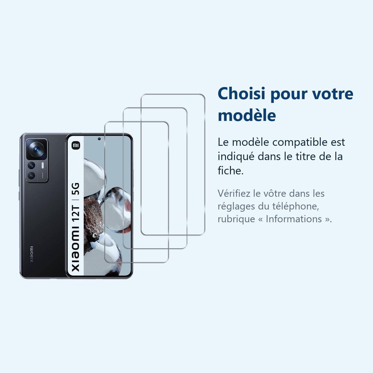 Accessoire ajusté au modèle exact – X3 Verres Trempes X3 Pour Xiaomi 12T 5G