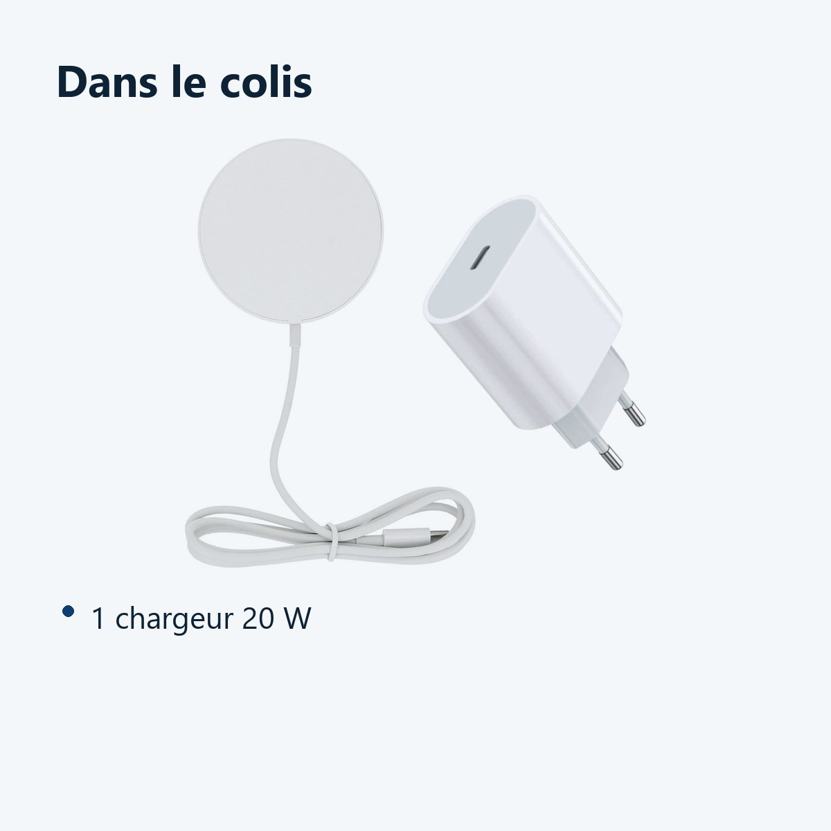 Contenu du colis – Pack Adaptateur Secteur 20W + Chargeur rapide a induction 15W pour Samsung Galaxy S23 /S22 / S21 / A53