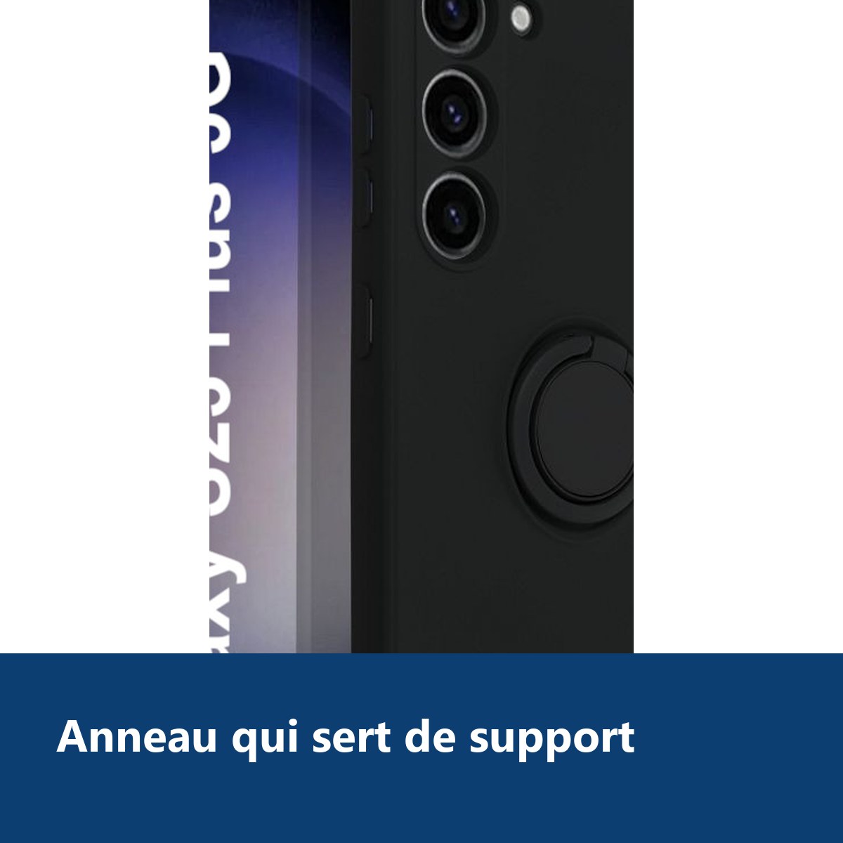 Vue de détail – Coque avec Anneau Couleur Noir Pour Samsung Galaxy S23 Plus 5G