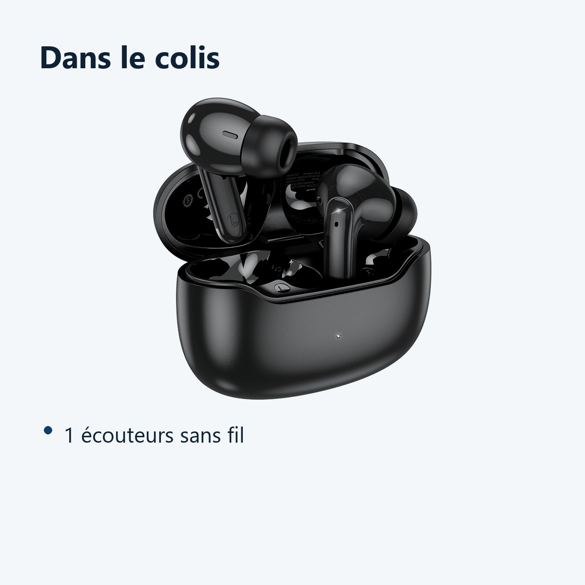 Contenu du colis – Ecouteurs Bluetooth Stéreo Noir pour iPhone X / Xr / 11 / 12 / 13