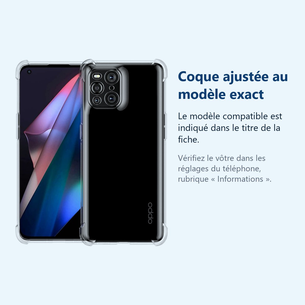 Accessoire ajusté au modèle exact – Coque Silicone Transparente Angles Renforces Pour Oppo Find X3 Pro