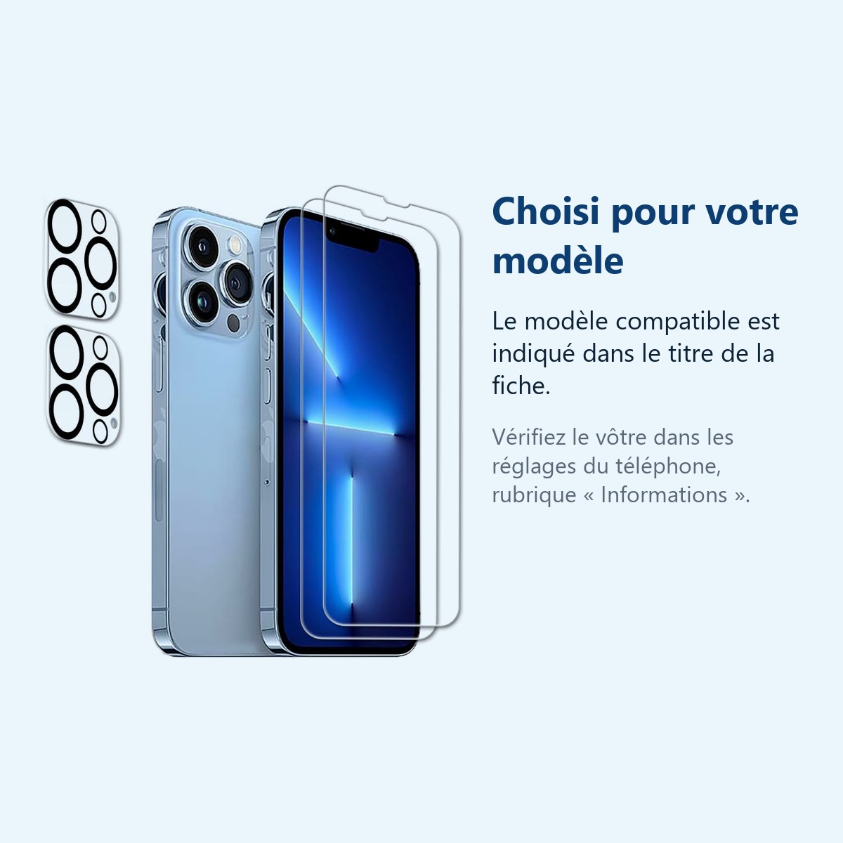 Accessoire ajusté au modèle exact – Verres Trempes et Protections Camera Arriere X2 Pour iPhone 13 Pro Max