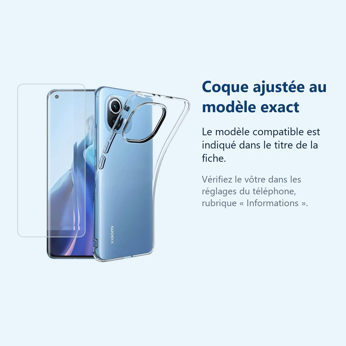 Accessoire ajusté au modèle exact – Coque Silicone Transparente + Verre Trempe Pour Xiaomi Mi 11 Lite