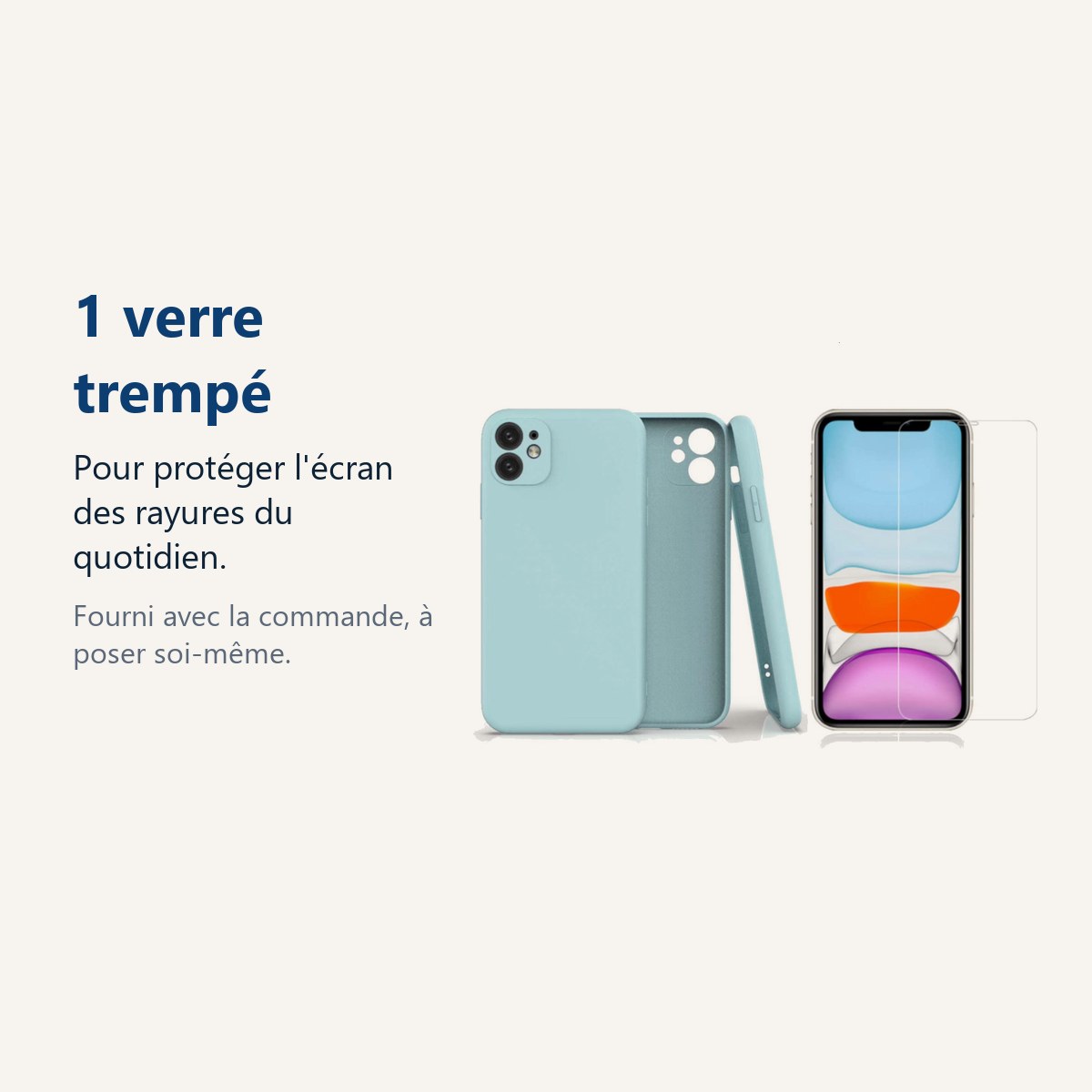 Verre trempé pour protéger lécran – Coque Silicone Pour iPhone 12 / iPhone 12 Pro Couleur Bleu Protection Objectif Appareil