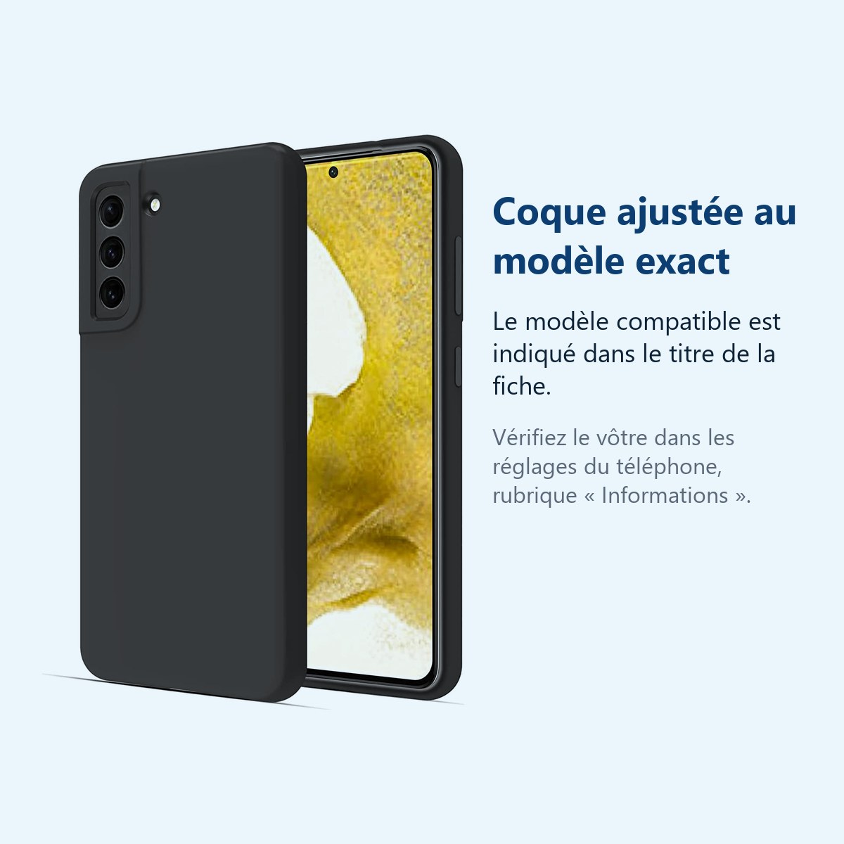 Accessoire ajusté au modèle exact – Coque Silicone Noir Pour Samsung Galaxy S22 5G