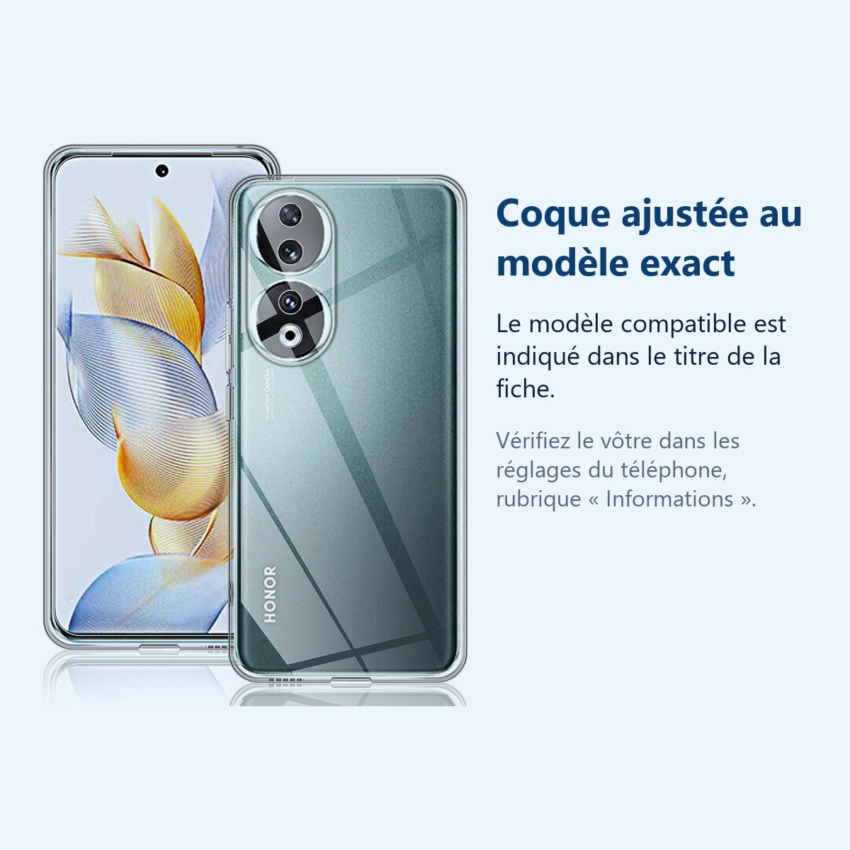 Accessoire ajusté au modèle exact – Coque Silicone Transparente Pour Honor 90 5G