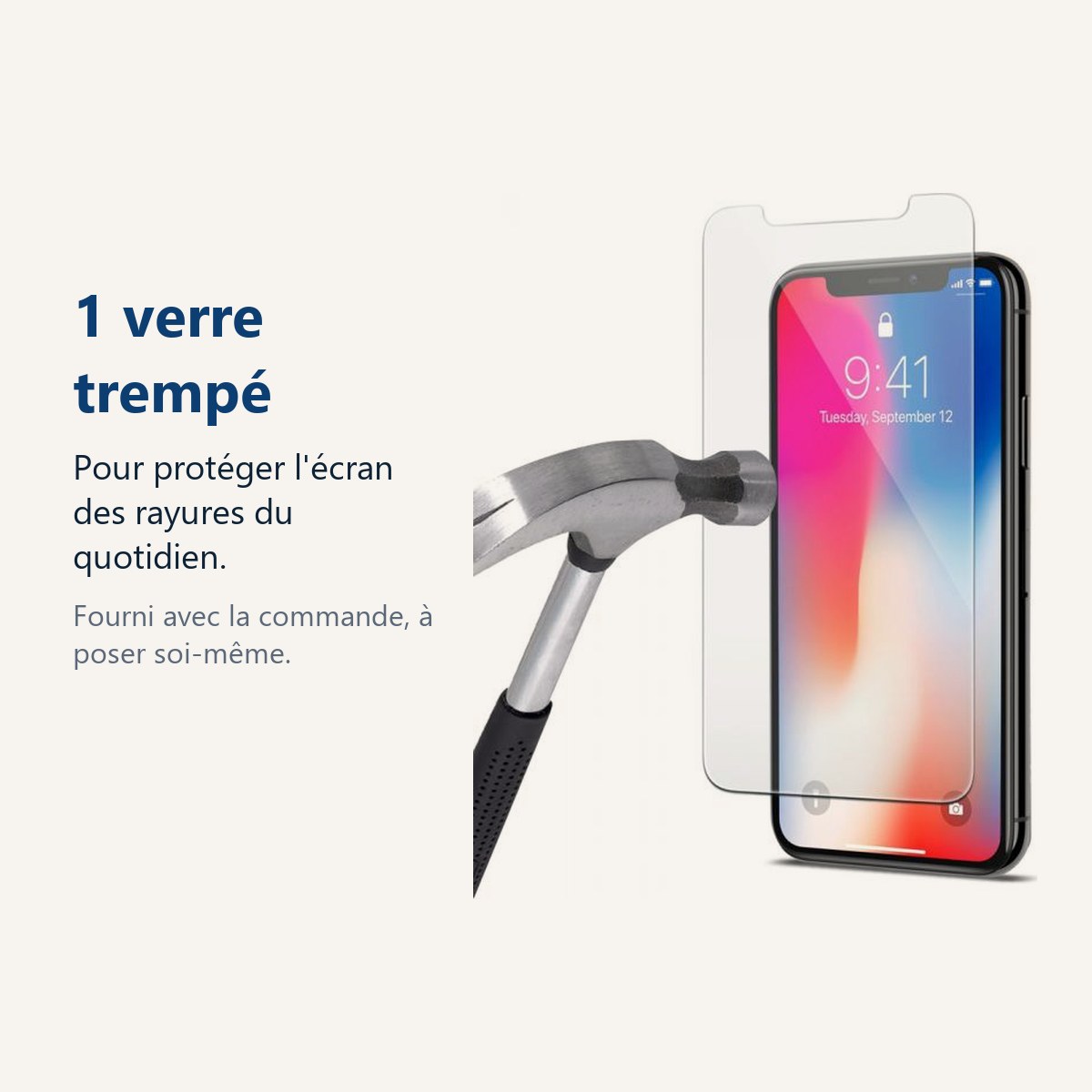 Verre trempé pour protéger lécran – Protection écran pour iPhone X / iPhone 10, Verre Trempé Ultra Clair et Résistant Film P