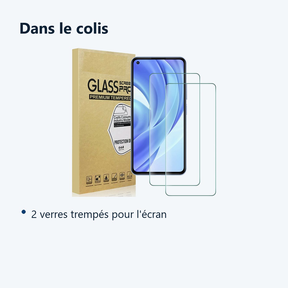 Contenu du colis – Verres Trempe X2 Pour Xiaomi Mi 11 Lite