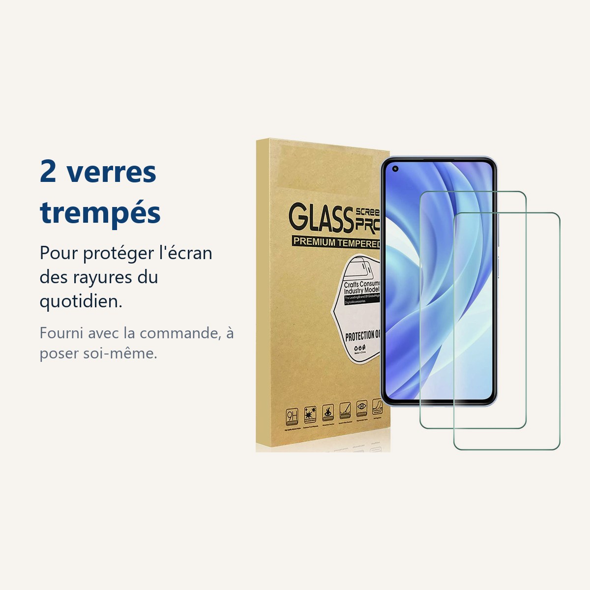 Verre trempé pour protéger lécran – Verres Trempe X2 Pour Xiaomi Mi 11 Lite
