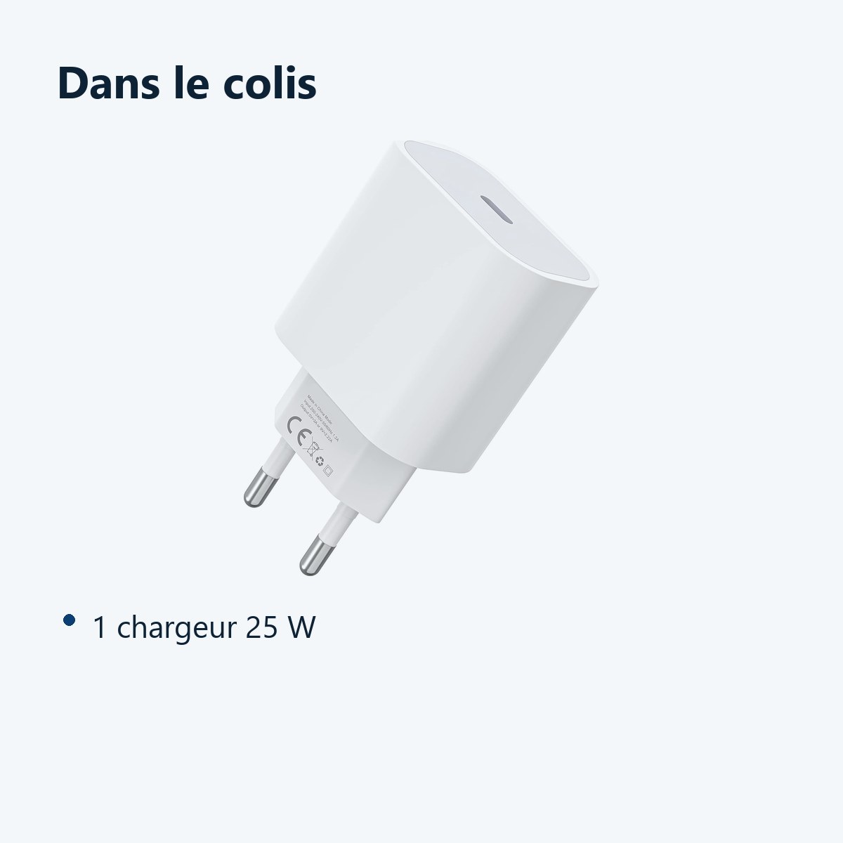 Contenu du colis – Chargeur Rapide 25W USB-C pour Samsung / Xiaomi / Oppo / Sony