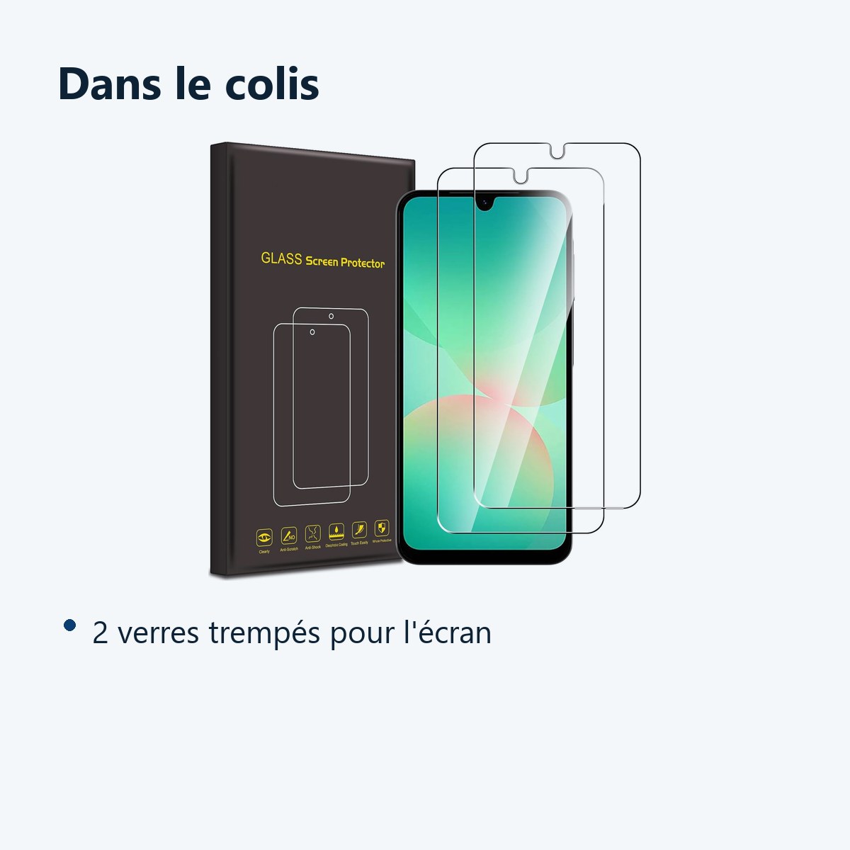 Contenu du colis – Verres Trempes X2 Pour Samsung Galaxy A26 5G