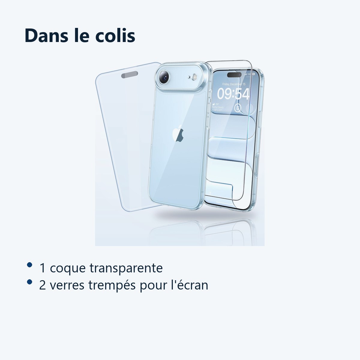 Contenu du colis – Coque Silicone Transparente + 2 Verres Trempes Pour iPhone 17 Air