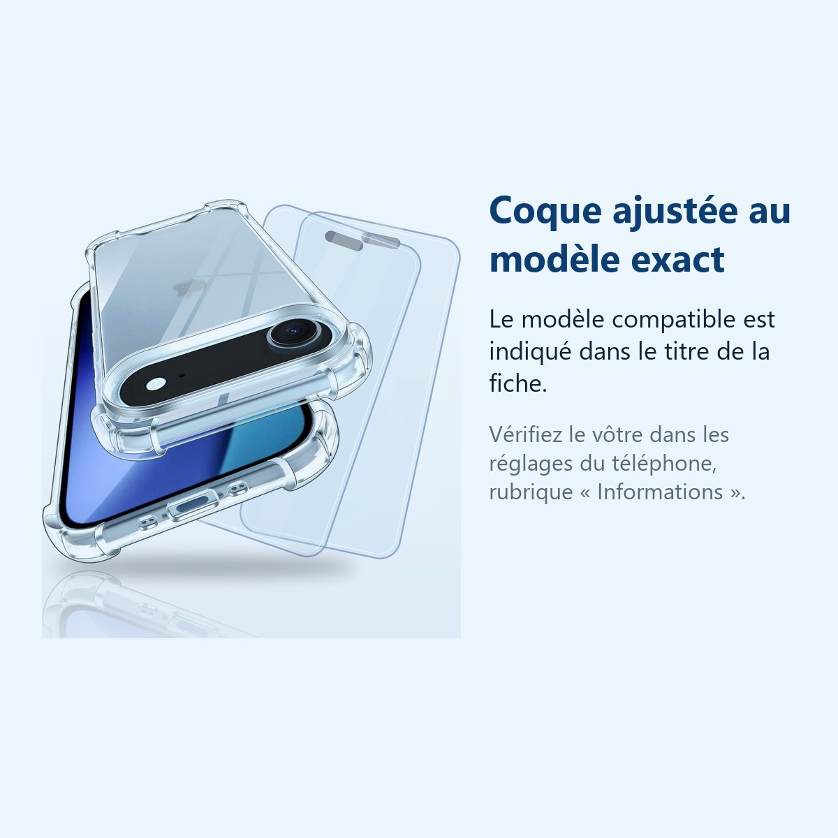 Accessoire ajusté au modèle exact – Coque Pour iPhone 17 Air Silicone Transparente Angles Renforces + 2 Verres Trempes
