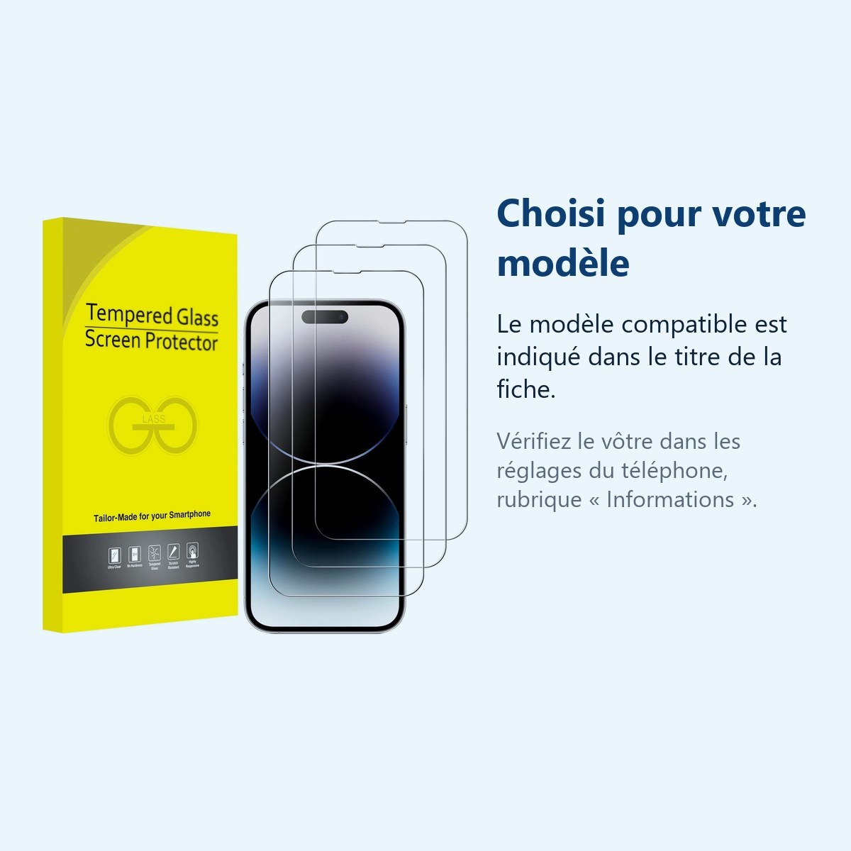 Accessoire ajusté au modèle exact – X3 Verres Trempes X3 Pour iPhone 14 Pro Max