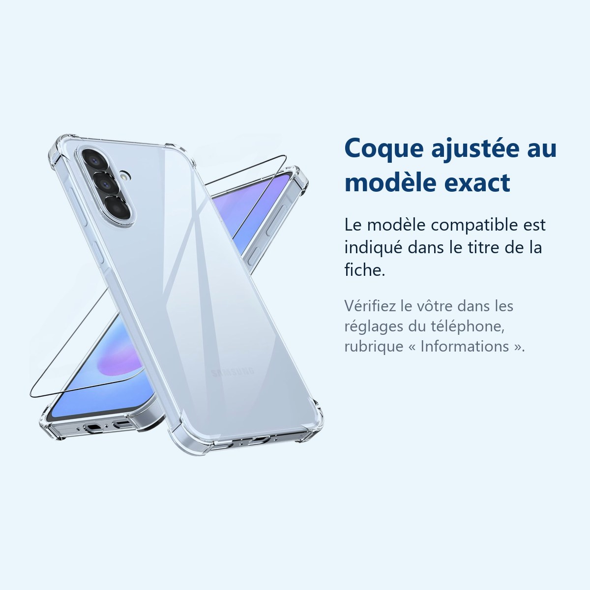 Accessoire ajusté au modèle exact – Coque Pour Samsung Galaxy A57 5G Silicone Transparente Angles Renforces + Verre Trempe