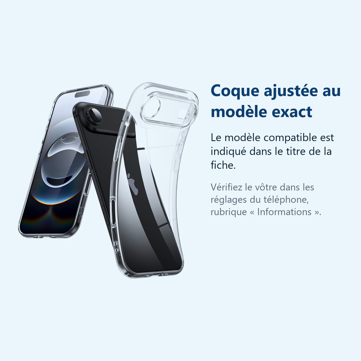 Accessoire ajusté au modèle exact – Coque Silicone Transparente Pour iPhone 17 Air