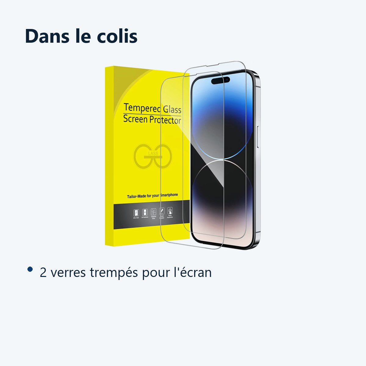 Contenu du colis – X2 Verres Trempes Pour iPhone 14 Pro Max