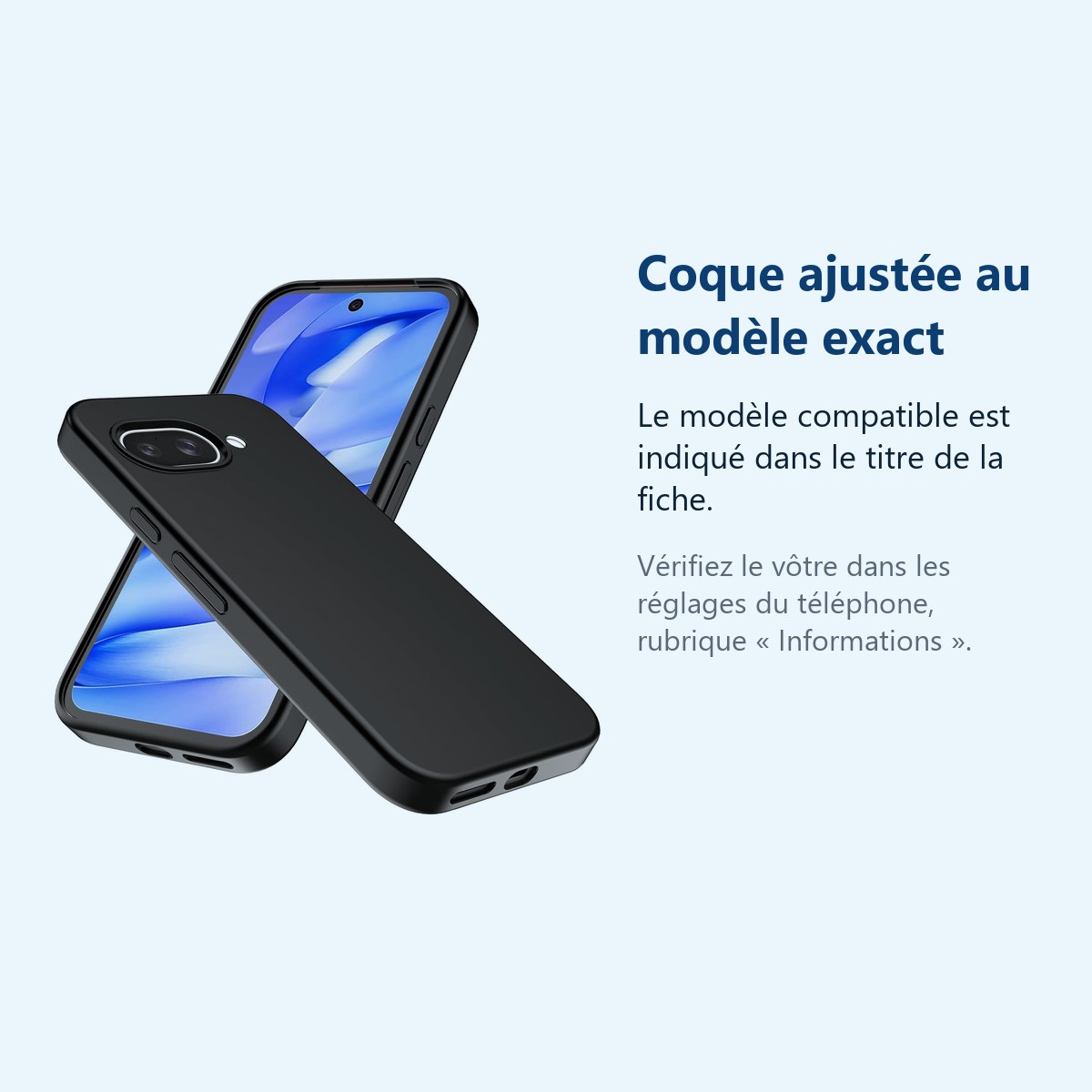 Accessoire ajusté au modèle exact – Coque Pour Google Pixel 9a Silicone Noir