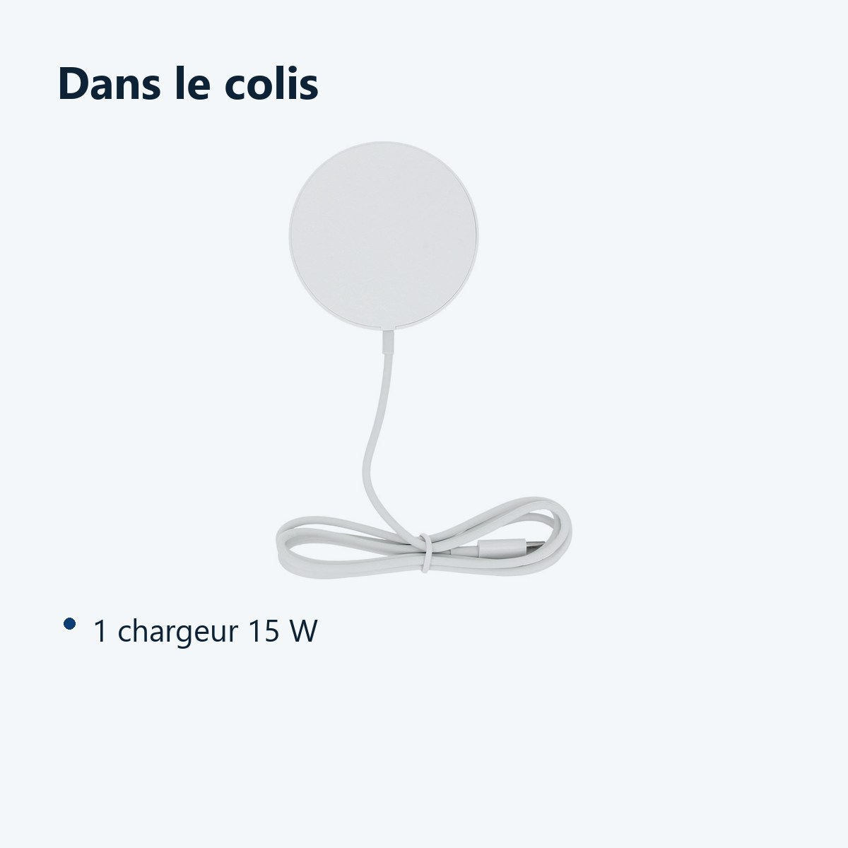 Contenu du colis – Chargeur sans fil à induction QI Charge Rapide magnétique -15W Blanc pour Samsung / Oppo / Xiaomi / Huawei