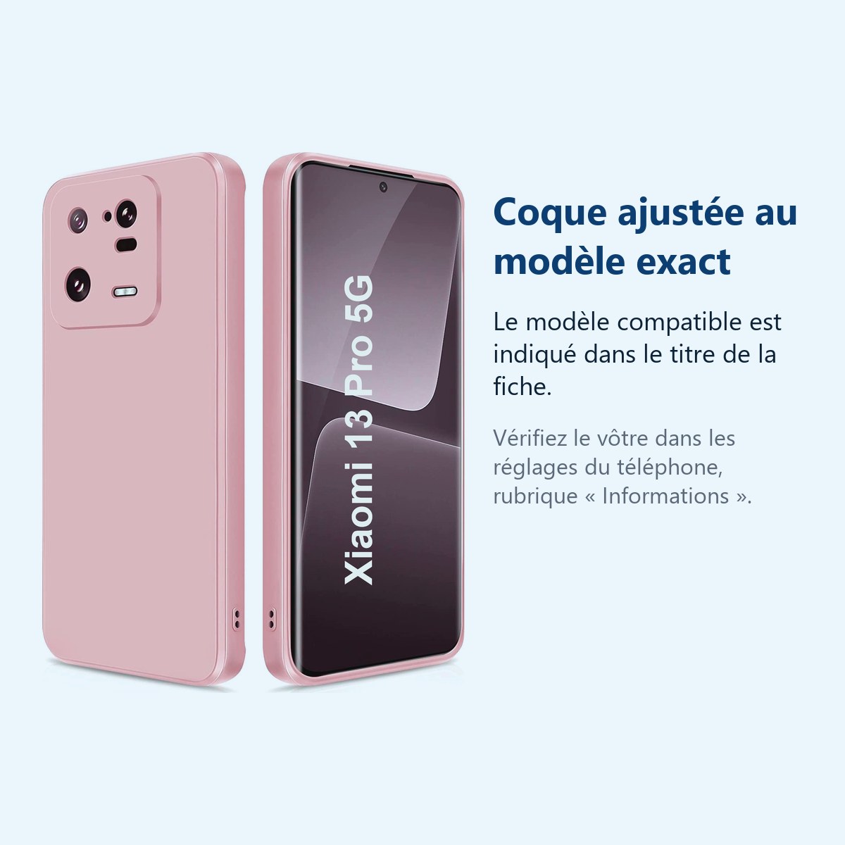 Accessoire ajusté au modèle exact – Coque Silicone Rose Pour Xiaomi 13 Pro