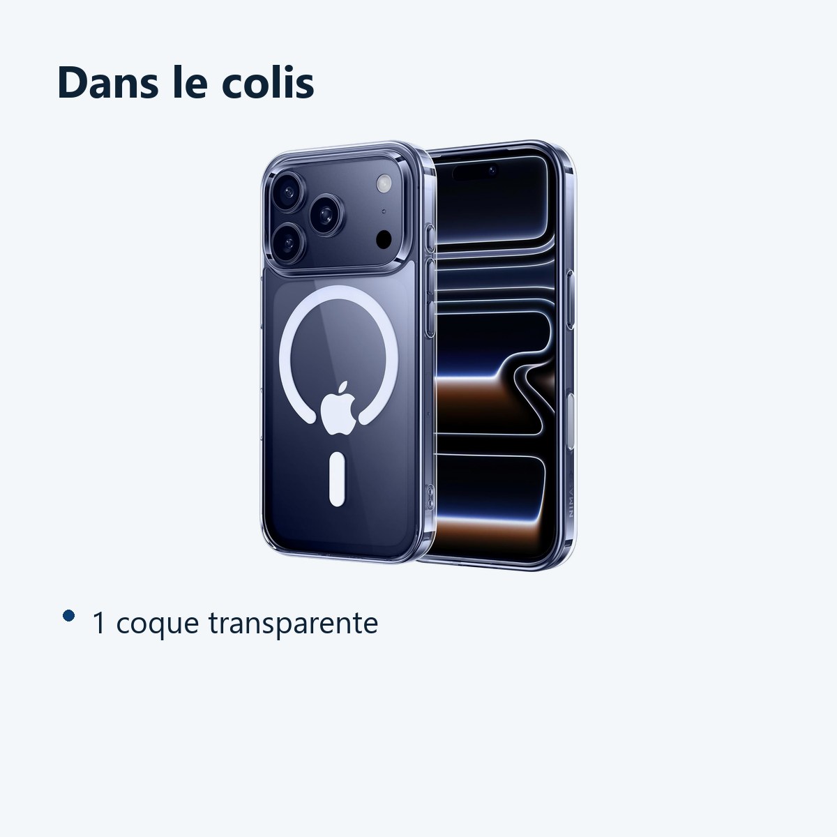 Contenu du colis – Coque Silicone Transparente Compatible Magsafe Pour iPhone 17 Pro Max