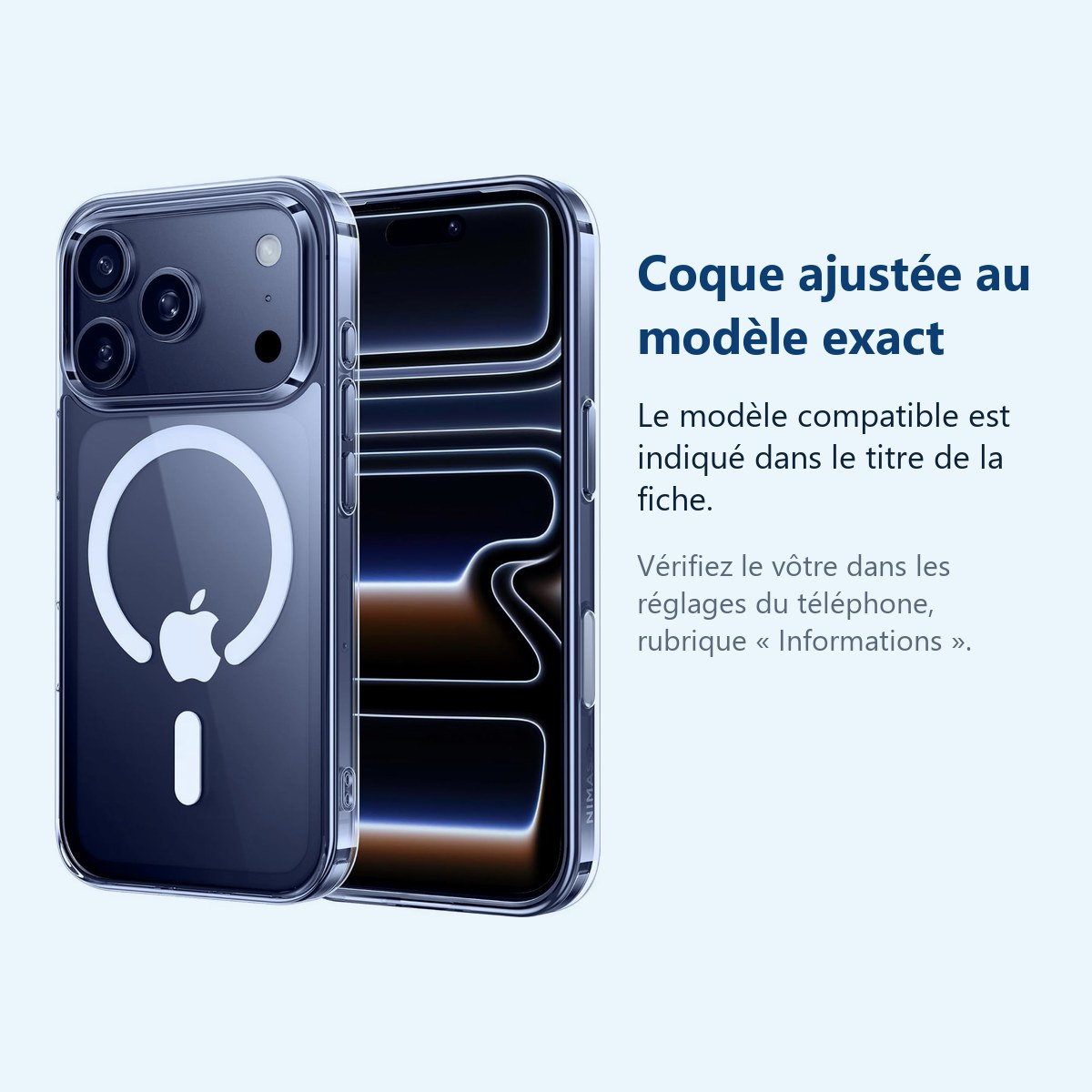 Accessoire ajusté au modèle exact – Coque Silicone Transparente Compatible Magsafe Pour iPhone 17 Pro Max