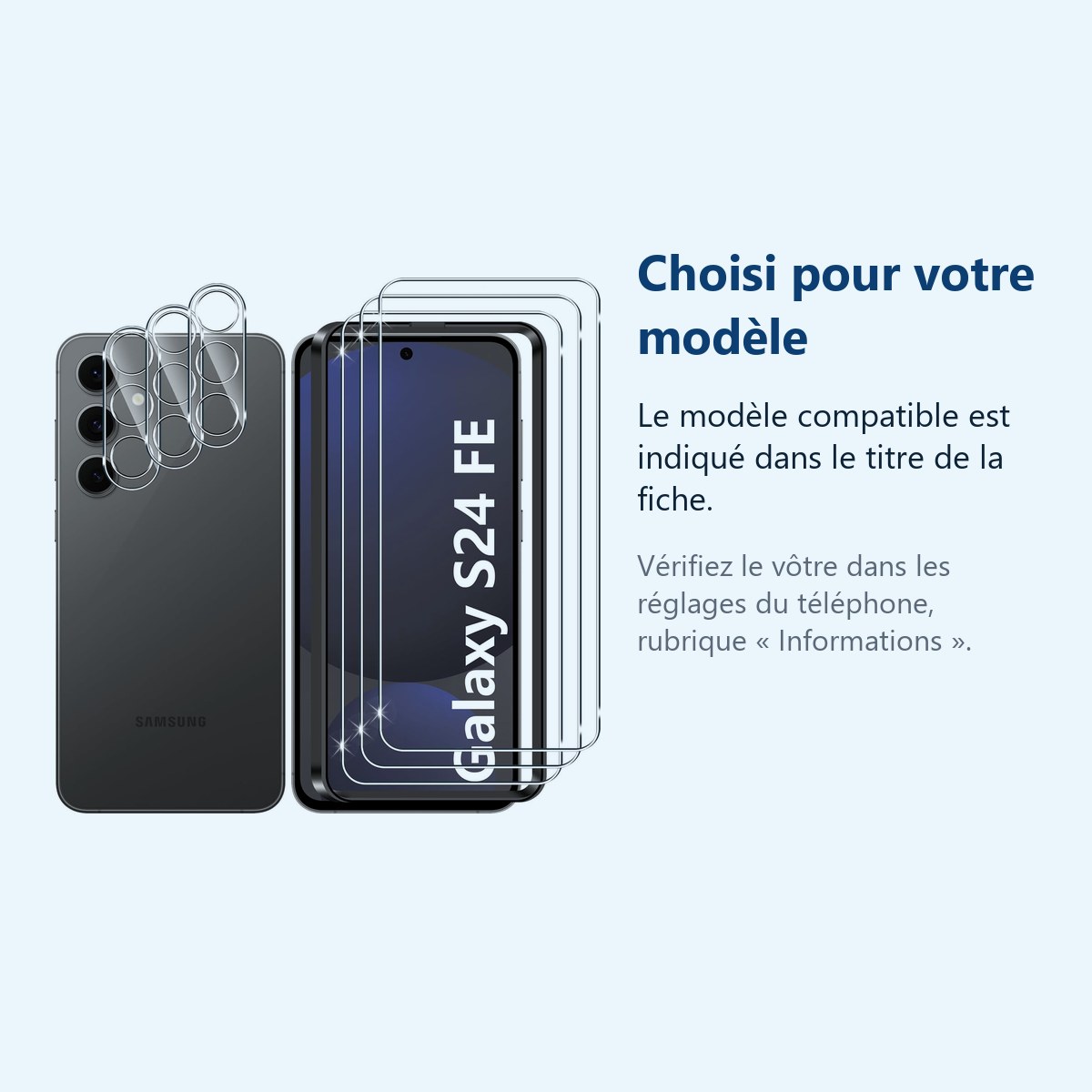 Accessoire ajusté au modèle exact – Verres Trempes et Protections Camera Arriere Transparent X3 Pour Samsung Galaxy S24 FE