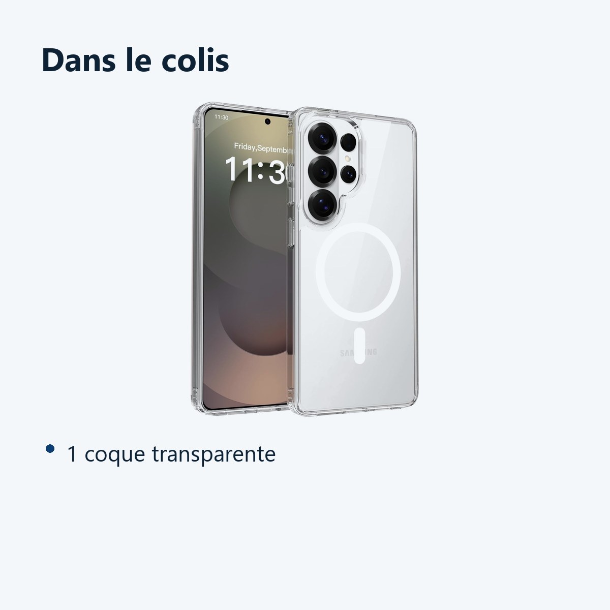 Contenu du colis – Coque Silicone Transparente Compatible Magsafe Pour Samsung Galaxy S26 Ultra