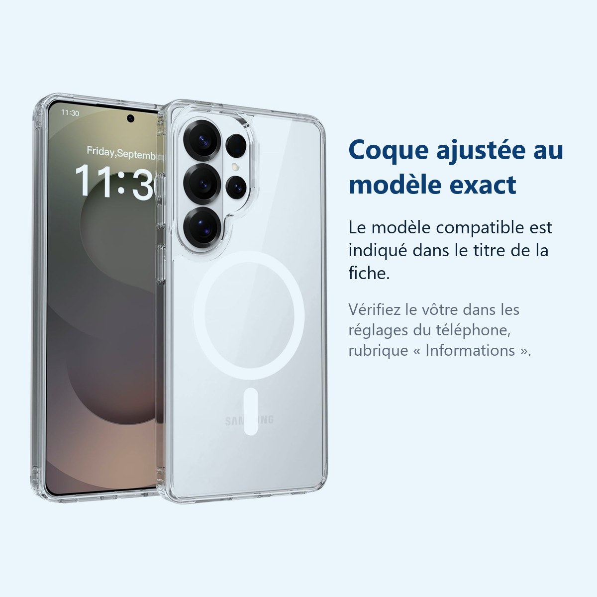 Accessoire ajusté au modèle exact – Coque Silicone Transparente Compatible Magsafe Pour Samsung Galaxy S26 Ultra